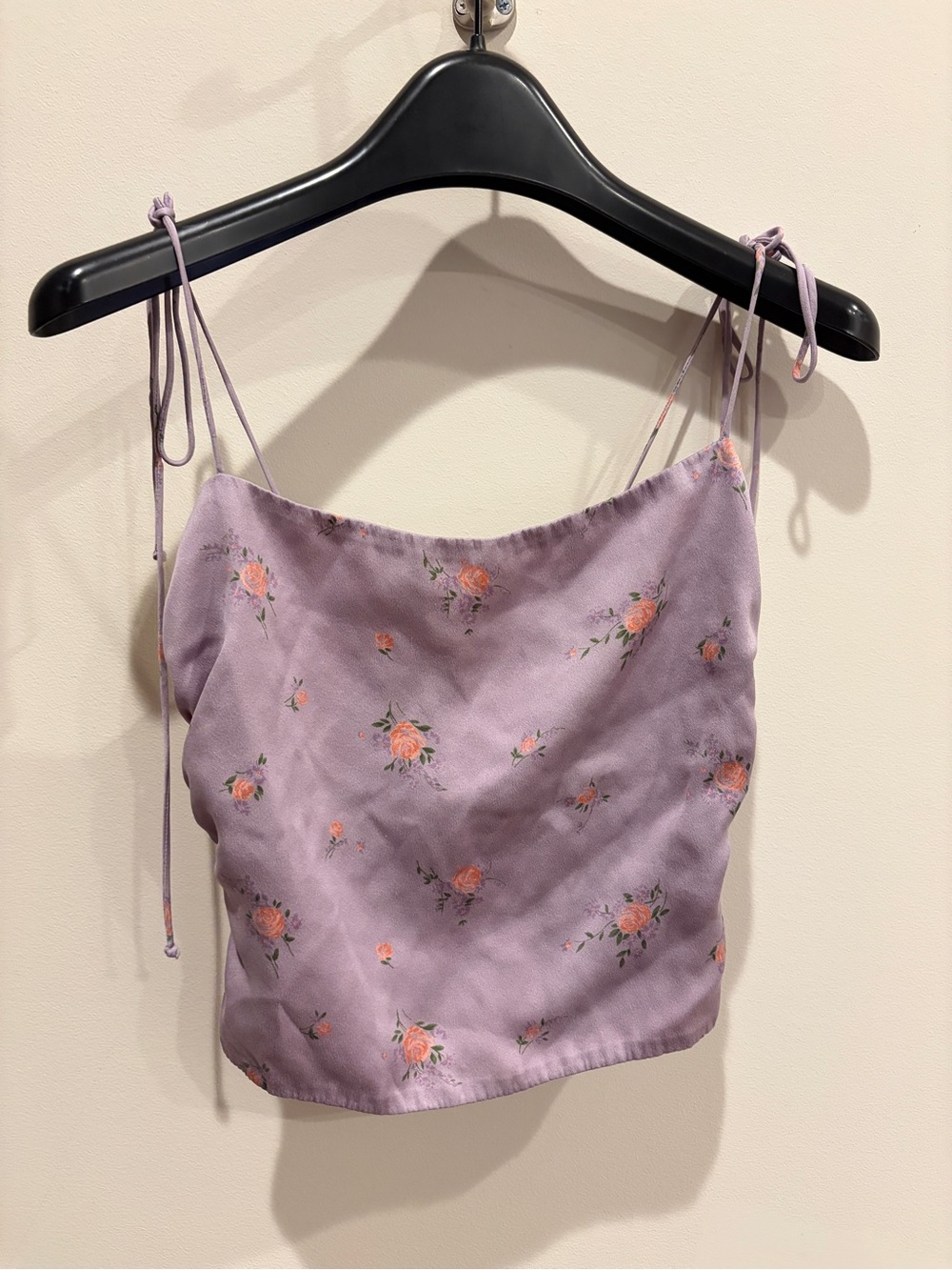 Reformation Lilac Floral Tie-Shoulder Cami